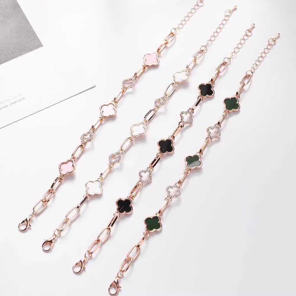 Gelang four-leaf Clover Rantai Panjang Adjustable Aksesoris Fashion Korea - perhiasandirect