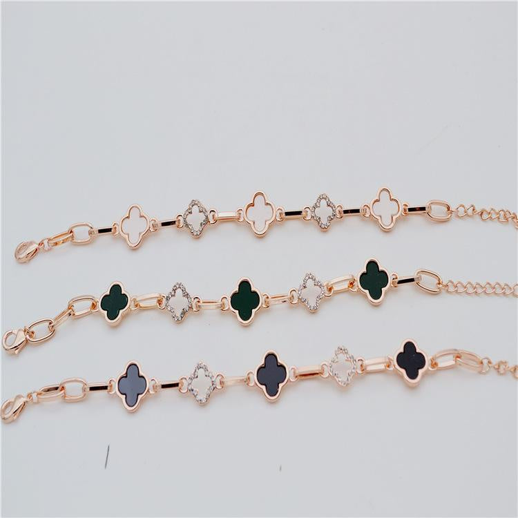 Gelang four-leaf Clover Rantai Panjang Adjustable Aksesoris Fashion Korea - perhiasandirect