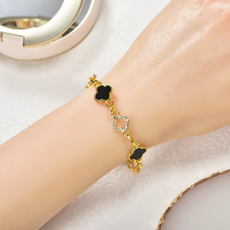 Gelang four-leaf Clover Rantai Panjang Adjustable Aksesoris Fashion Korea - perhiasandirect