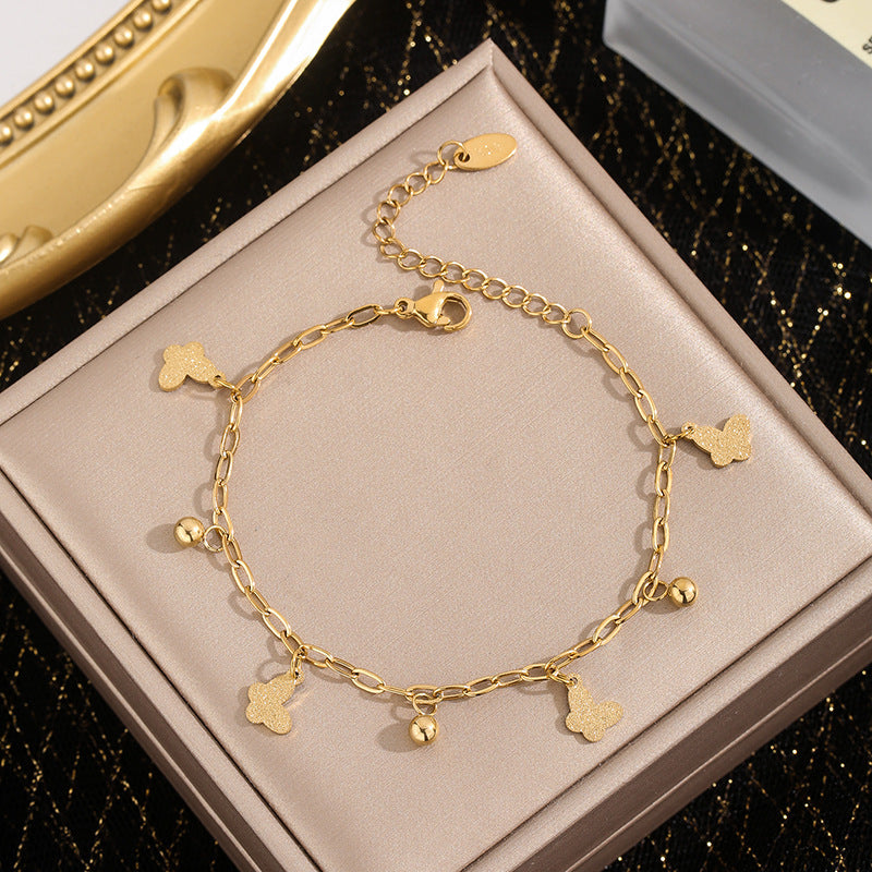 Gelang kupu-kupu baja titanium untuk wanita, gaya yang sama dengan selebriti internet, gelang kupu-kupu rumbai, gelang kecil segar gaya Korea1