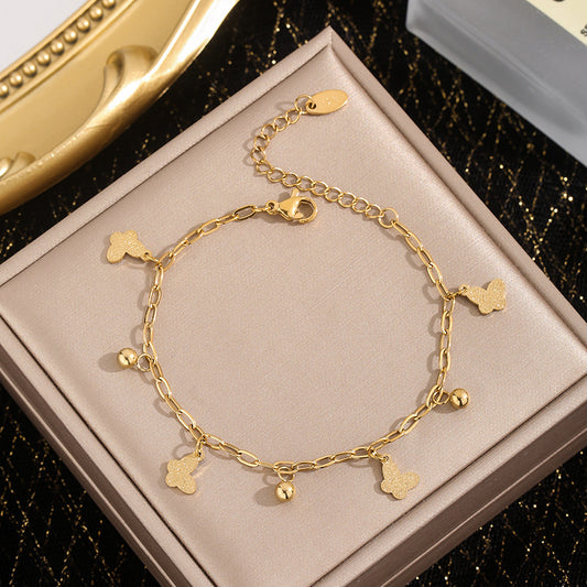 Gelang kupu-kupu baja titanium untuk wanita, gaya yang sama dengan selebriti internet, gelang kupu-kupu rumbai, gelang kecil segar gaya Korea1