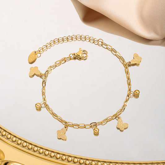 Gelang kupu-kupu baja titanium untuk wanita, gaya yang sama dengan selebriti internet, gelang kupu-kupu rumbai, gelang kecil segar gaya Korea2