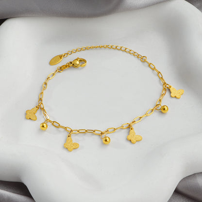 Gelang kupu-kupu baja titanium untuk wanita, gaya yang sama dengan selebriti internet, gelang kupu-kupu rumbai, gelang kecil segar gaya Korea3