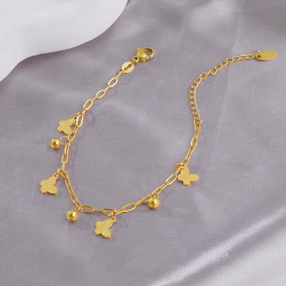 Gelang kupu-kupu baja titanium untuk wanita, gaya yang sama dengan selebriti internet, gelang kupu-kupu rumbai, gelang kecil segar gaya Korea4