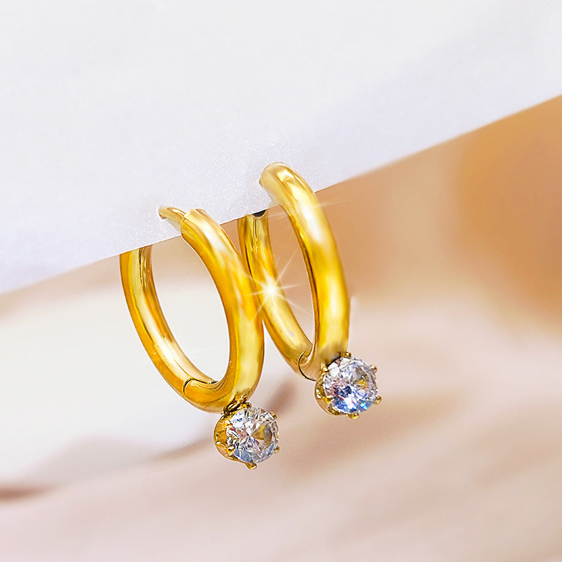 Anting Berlian Wanita - Emas Hypoallergenic Gantung, Aksesoris Mewah & Aman untuk Kulit - 我的商店
