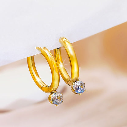Anting Berlian Wanita - Emas Hypoallergenic Gantung, Aksesoris Mewah & Aman untuk Kulit - 我的商店