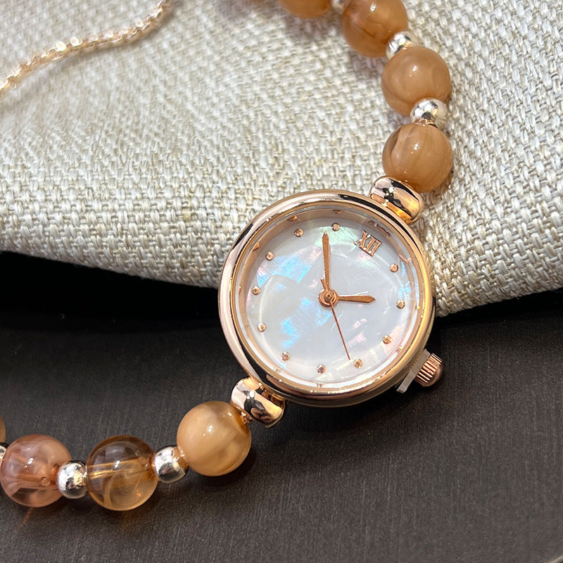 Jam Tangan Kuarsa Wanita – Model Gelang Mutiara, Desain Ceruk Mewah, Dial Kecil & Tali Tarik3