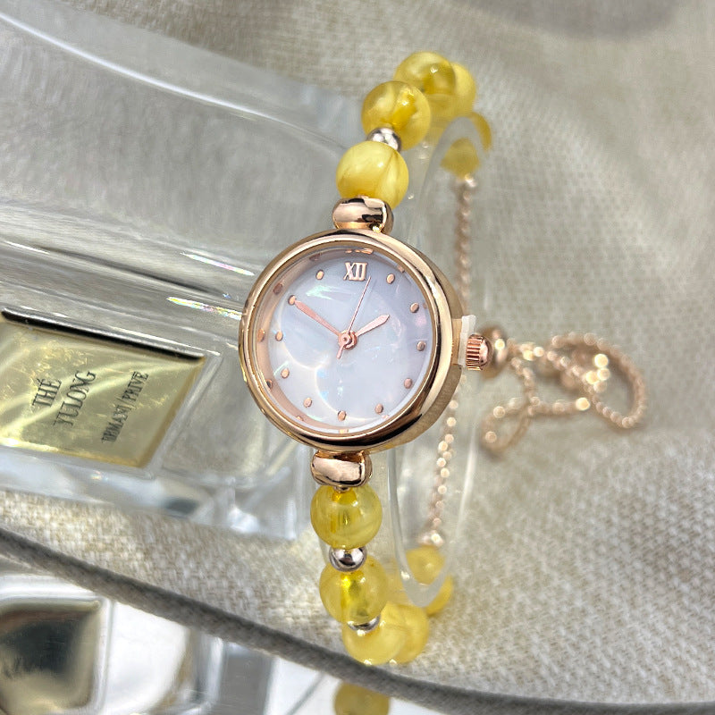 Jam Tangan Kuarsa Wanita – Model Gelang Mutiara, Desain Ceruk Mewah, Dial Kecil & Tali Tarik6