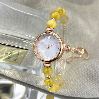 Jam Tangan Kuarsa Wanita – Model Gelang Mutiara, Desain Ceruk Mewah, Dial Kecil & Tali Tarik6