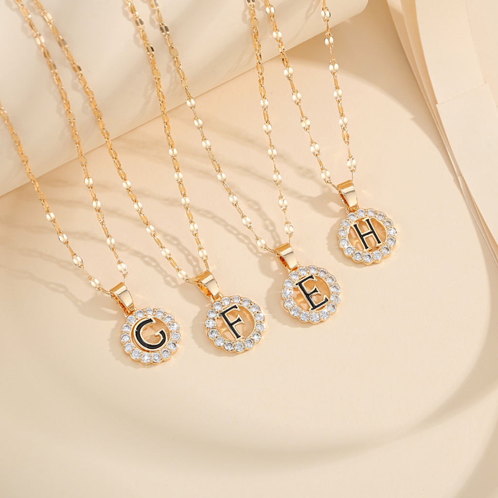 Kalung Alfabet A-Z Liontin Berlian Alfabet Fashion - Kalung Anti Karat Inisial Nama - perhiasandirect13