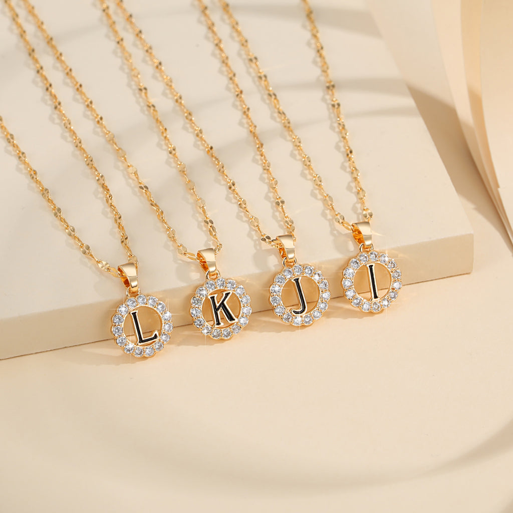 Kalung Alfabet A-Z Liontin Berlian Alfabet Fashion - Kalung Anti Karat Inisial Nama - perhiasandirect14
