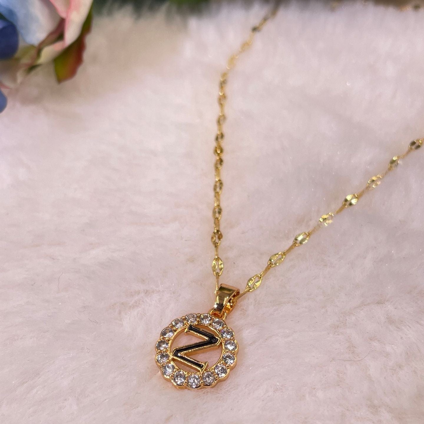 Kalung Alfabet A-Z Liontin Berlian Alfabet Fashion - Kalung Anti Karat Inisial Nama - perhiasandirect16-Z