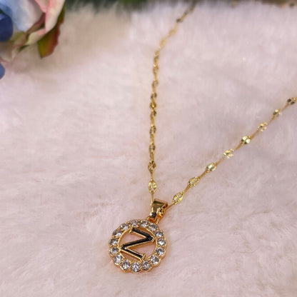 Kalung Alfabet A-Z Liontin Berlian Alfabet Fashion - Kalung Anti Karat Inisial Nama - perhiasandirect16-Z