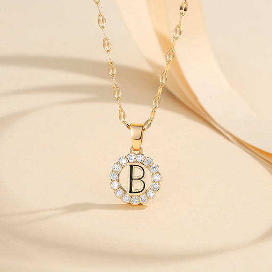 Kalung Alfabet A-Z Liontin Berlian Alfabet Fashion - Kalung Anti Karat Inisial Nama - perhiasandirectB