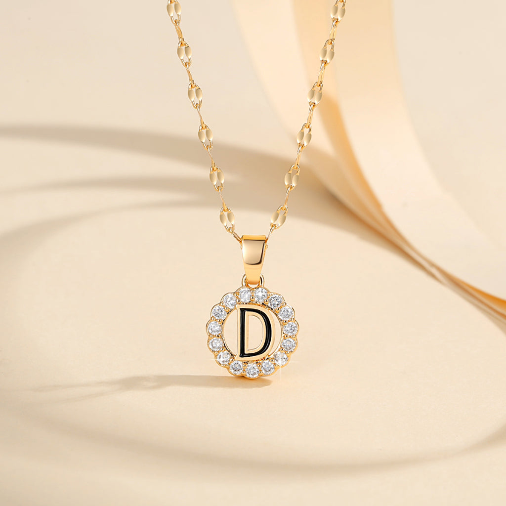 Kalung Alfabet A-Z Liontin Berlian Alfabet Fashion - Kalung Anti Karat Inisial Nama - perhiasandirectD