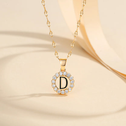 Kalung Alfabet A-Z Liontin Berlian Alfabet Fashion - Kalung Anti Karat Inisial Nama - perhiasandirectD