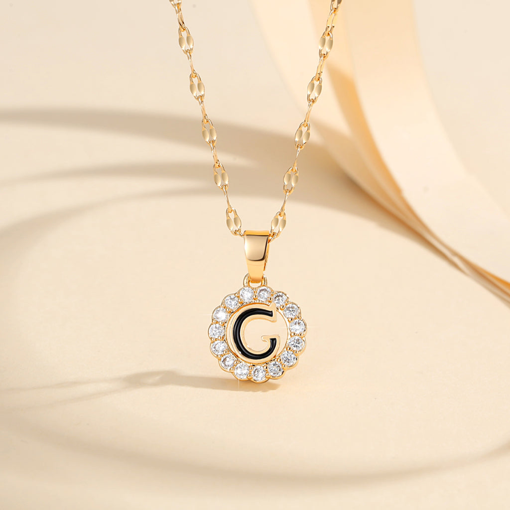 Kalung Alfabet A-Z Liontin Berlian Alfabet Fashion - Kalung Anti Karat Inisial Nama - perhiasandirectG