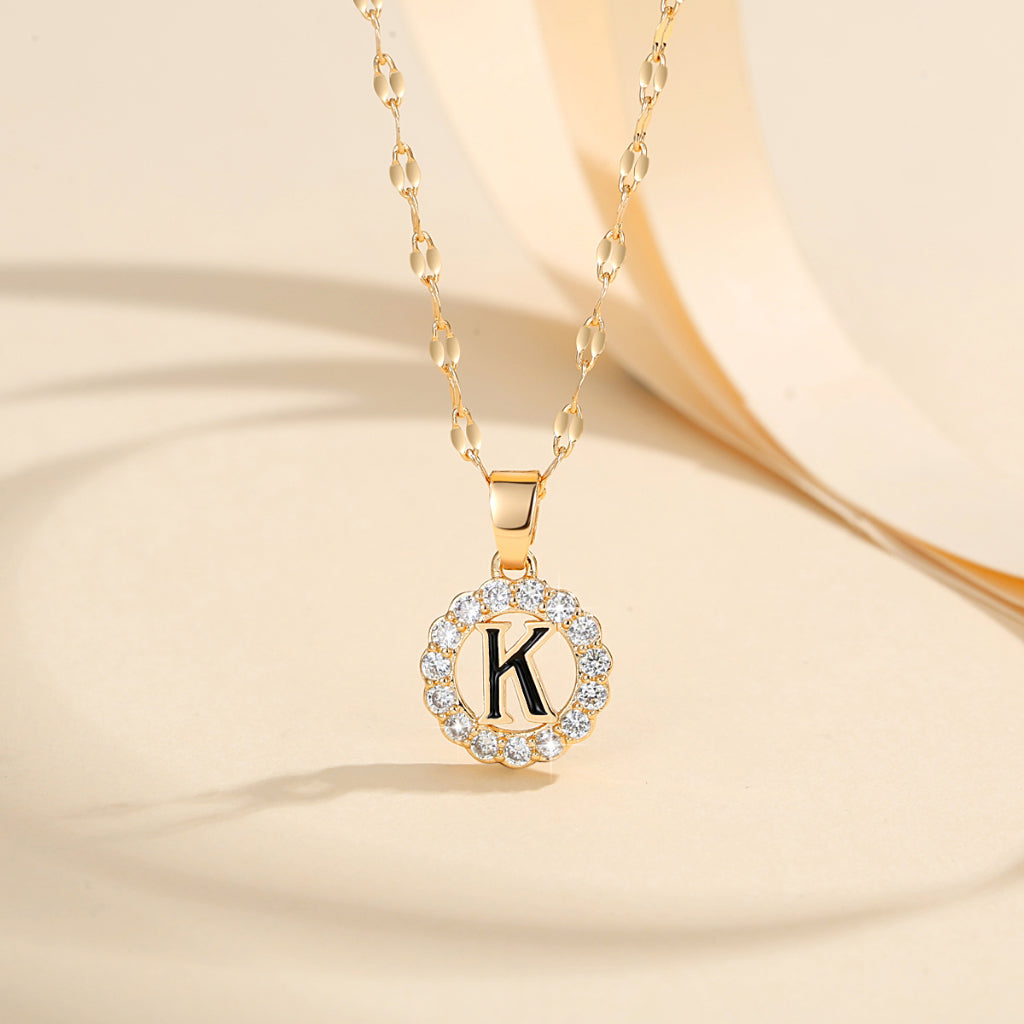 Kalung Alfabet A-Z Liontin Berlian Alfabet Fashion - Kalung Anti Karat Inisial Nama - perhiasandirectK