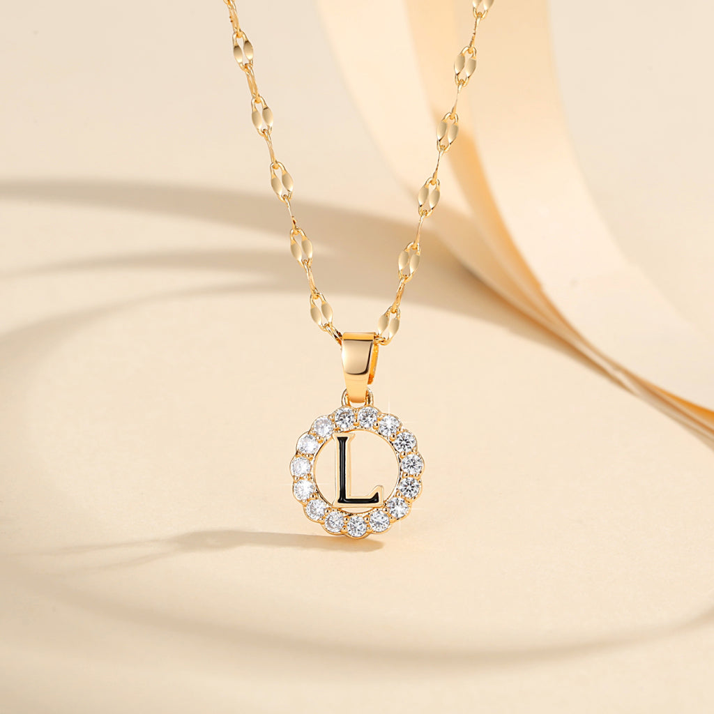 Kalung Alfabet A-Z Liontin Berlian Alfabet Fashion - Kalung Anti Karat Inisial Nama - perhiasandirectL