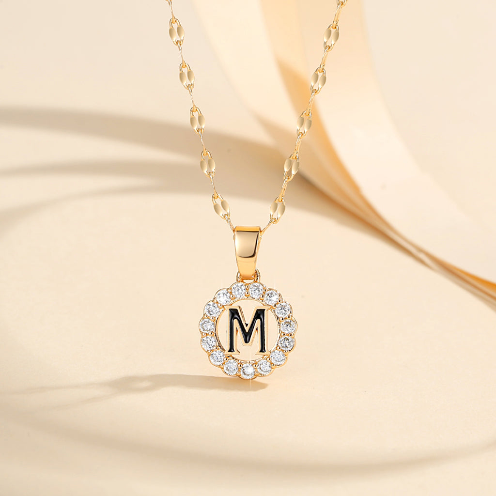 Kalung Alfabet A-Z Liontin Berlian Alfabet Fashion - Kalung Anti Karat Inisial Nama - perhiasandirectM