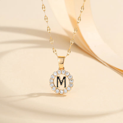 Kalung Alfabet A-Z Liontin Berlian Alfabet Fashion - Kalung Anti Karat Inisial Nama - perhiasandirectM