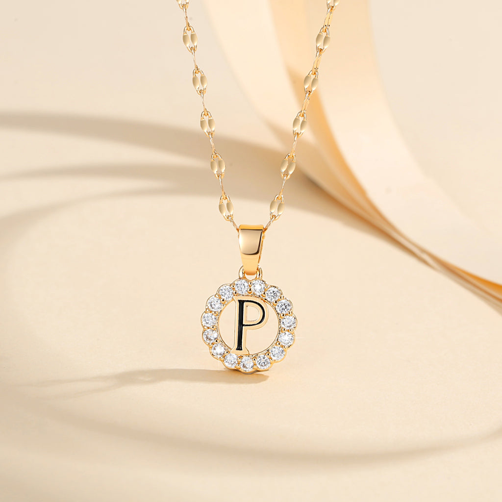 Kalung Alfabet A-Z Liontin Berlian Alfabet Fashion - Kalung Anti Karat Inisial Nama - perhiasandirectP