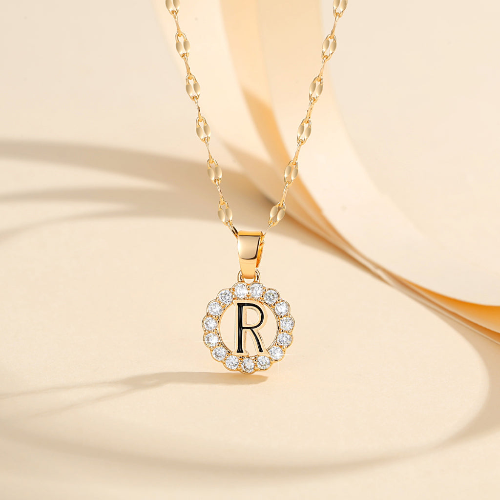 Kalung Alfabet A-Z Liontin Berlian Alfabet Fashion - Kalung Anti Karat Inisial Nama - perhiasandirectR