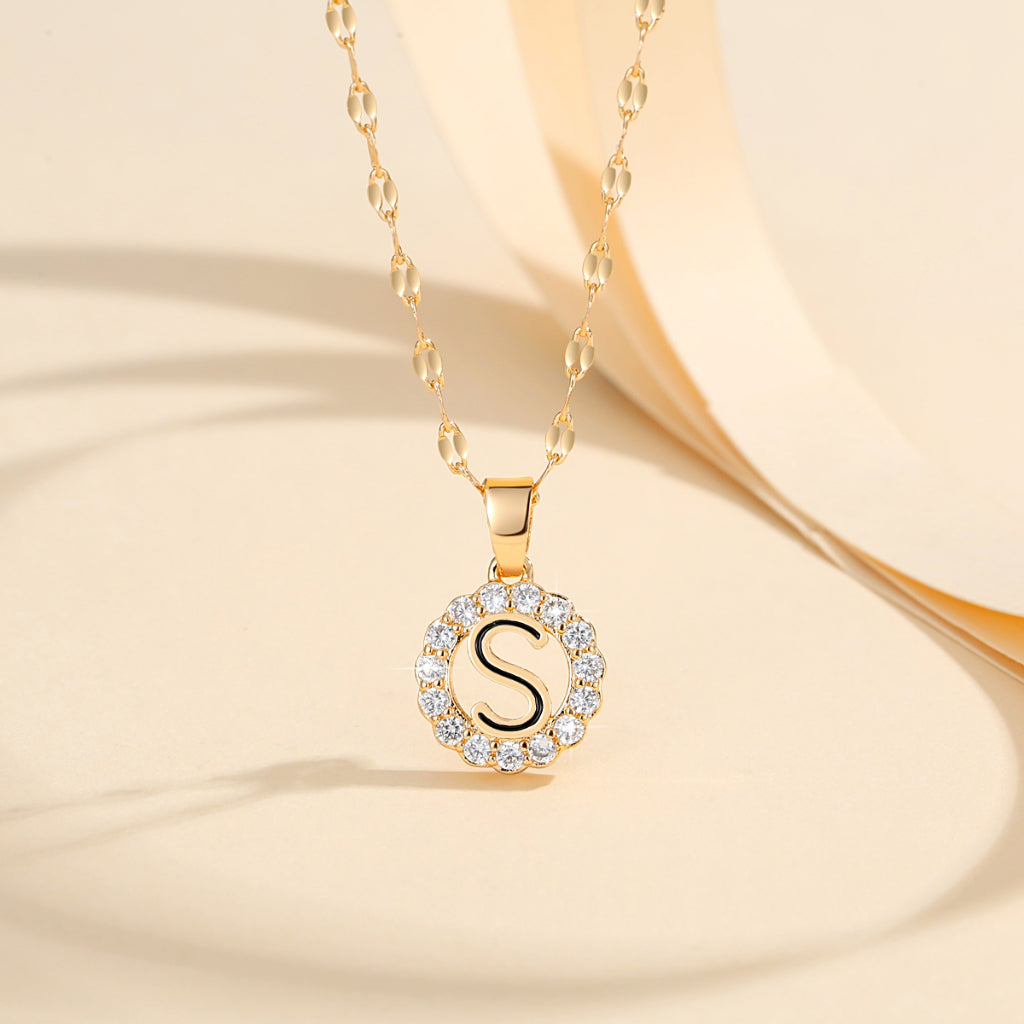 Kalung Alfabet A-Z Liontin Berlian Alfabet Fashion - Kalung Anti Karat Inisial Nama - perhiasandirectS