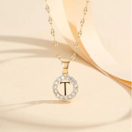 Kalung Alfabet A-Z Liontin Berlian Alfabet Fashion - Kalung Anti Karat Inisial Nama - perhiasandirectT