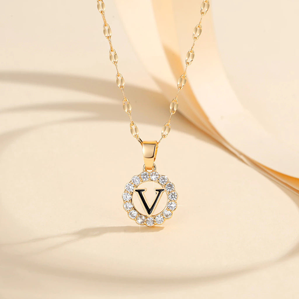 Kalung Alfabet A-Z Liontin Berlian Alfabet Fashion - Kalung Anti Karat Inisial Nama - perhiasandirectV