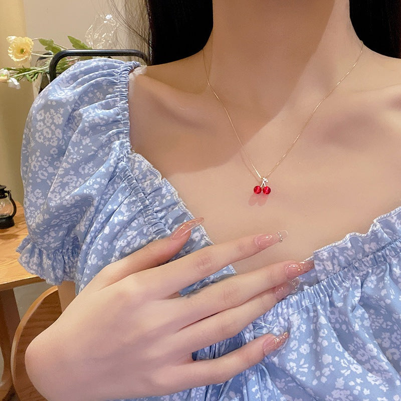 Kalung Ceri Wanita – Titanium Anti Karat & Anti Pudar, Gaya Fashion Korea Manis perhiasandirect