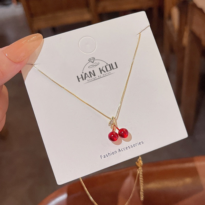 Kalung Ceri Wanita – Titanium Anti Karat & Anti Pudar, Gaya Fashion Korea Manis perhiasandirect