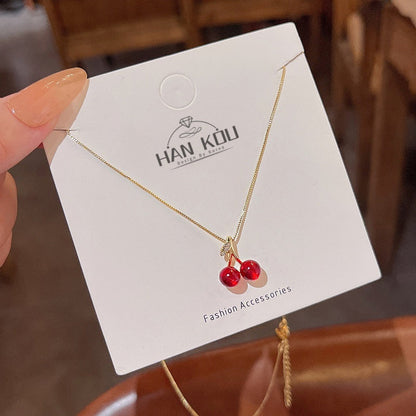 Kalung Ceri Wanita – Titanium Anti Karat & Anti Pudar, Gaya Fashion Korea Manis perhiasandirect