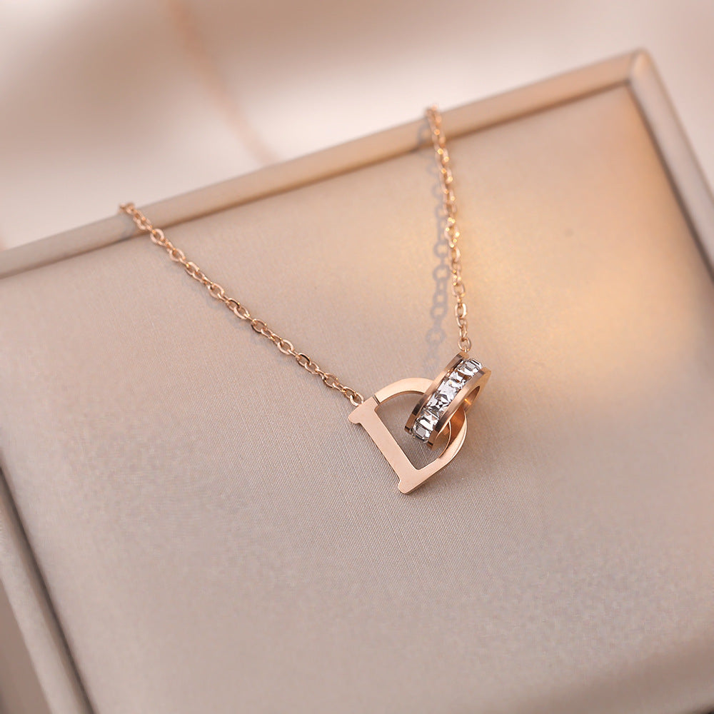 Kalung D Emas Wanita - Perhiasan Fashion Anti Kusam Elegan, Aksesoris Trendy, Hadiah Spesial, Grosir Harga Terbaik 7
