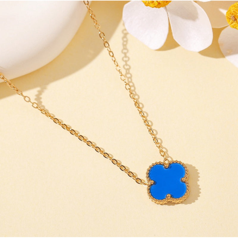 Kalung Four-leaf Clover 13mm Bolak-balik Titanium Anti Karat&Anti Luntur Harga Grosir - perhiasandirect