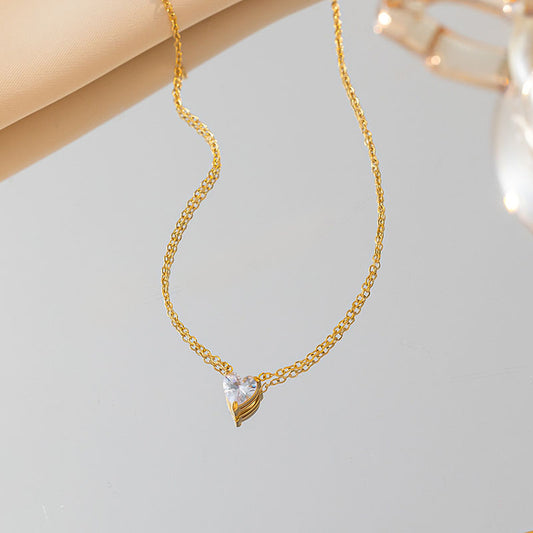 Kalung Hati Emas 18k Wanita - Perhiasan Stainless Steel Elegan, Pendant Lucu Trendy, Hadiah Ulang Tahun, Grosir Harga Terbaik 