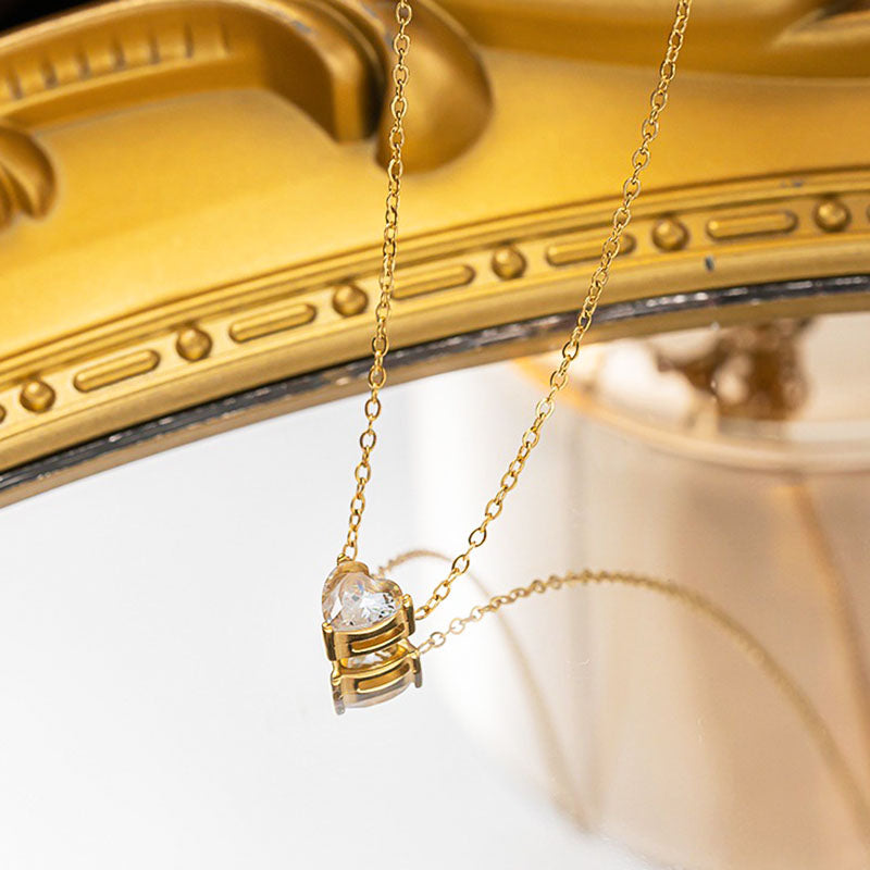 Kalung Hati Emas 18k Wanita - Perhiasan Stainless Steel Elegan, Pendant Lucu Trendy, Hadiah Ulang Tahun, Grosir Harga Terbaik 7