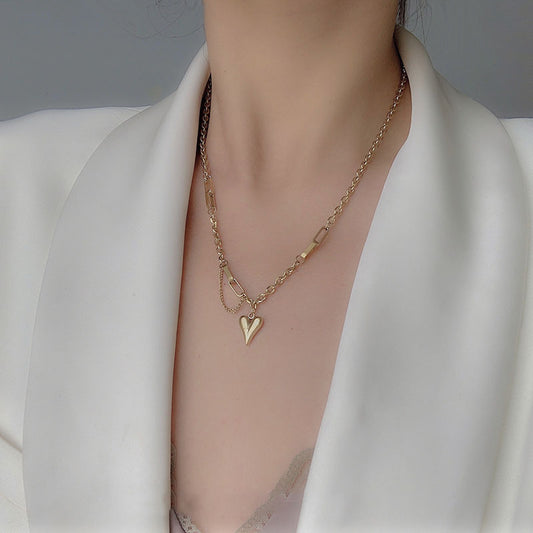 Kalung Hati Lapis Emas 18k Wanita - Perhiasan Stainless Steel Elegan, Pendant Fashion Trendy, Hadiah Ulang Tahun untuk Pacar, Grosir Harga Terbaik 