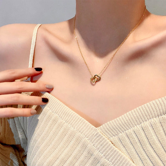Kalung Hati Wanita - Perhiasan Stainless Steel dengan Pendant Elegan, Rantai Emas Trendy, Grosir Harga Terbaik 1
