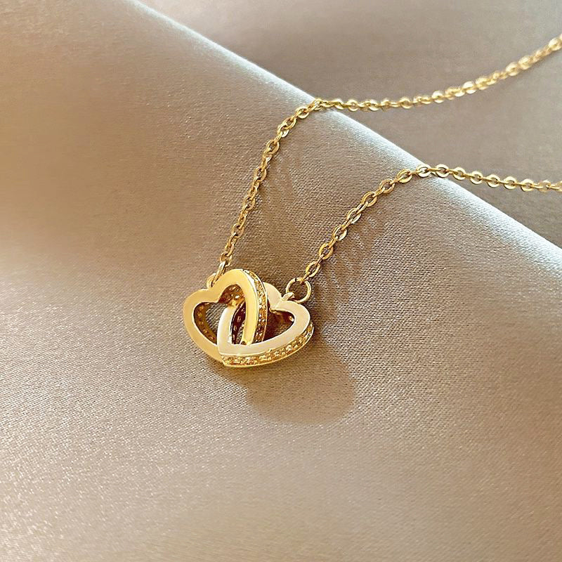Kalung Hati Wanita - Perhiasan Stainless Steel dengan Pendant Elegan, Rantai Emas Trendy, Grosir Harga Terbaik 4