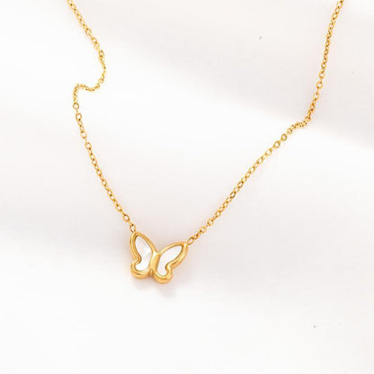 Kalung Kupu-Kupu Putih Wanita – Titanium Anti Karat, Lucu & Elegan untuk Sehari-hari perhiasandirect