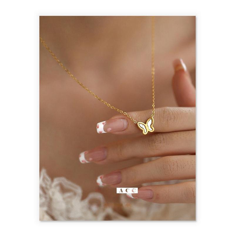 Kalung Kupu-Kupu Putih Wanita – Titanium Anti Karat, Lucu & Elegan untuk Sehari-hari perhiasandirect