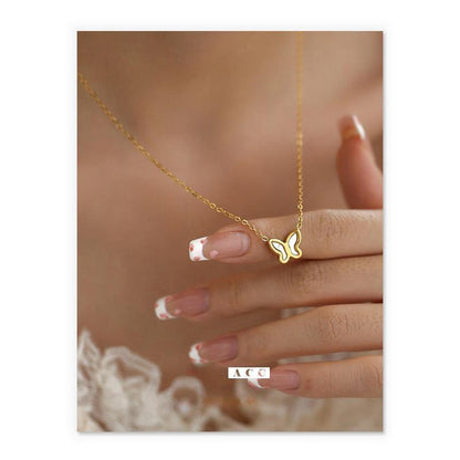 Kalung Kupu-Kupu Putih Wanita – Titanium Anti Karat, Lucu & Elegan untuk Sehari-hari perhiasandirect