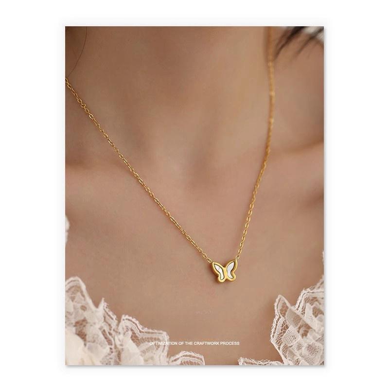 Kalung Kupu-Kupu Putih Wanita – Titanium Anti Karat, Lucu & Elegan untuk Sehari-hari perhiasandirect
