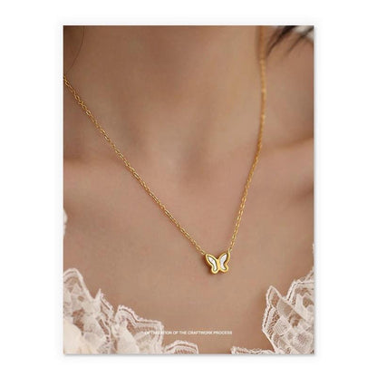 Kalung Kupu-Kupu Putih Wanita – Titanium Anti Karat, Lucu & Elegan untuk Sehari-hari perhiasandirect
