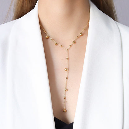 Kalung Manik Panjang Wanita - Perhiasan Stainless Steel Elegan, Aksesoris Harian Trendy, Hadiah Ulang Tahun untuk Pacar, Grosir Harga Terbaik 4