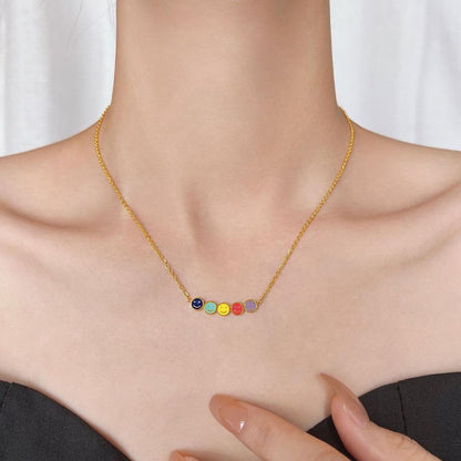Kalung Rantai Klavikula Smile Pelangi – Titanium Anti Karat, Desain Unik & Kekinian perhiasandirect