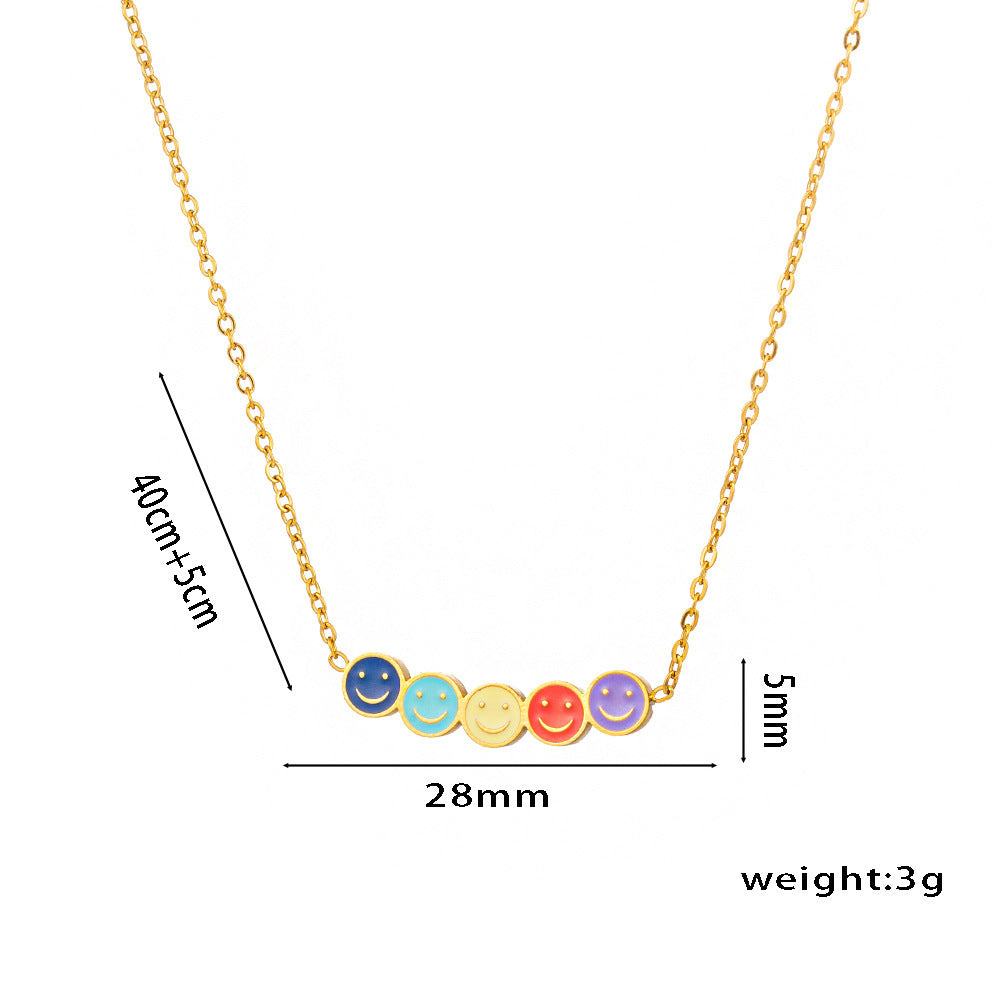 Kalung Rantai Klavikula Smile Pelangi – Titanium Anti Karat, Desain Unik & Kekinian perhiasandirect