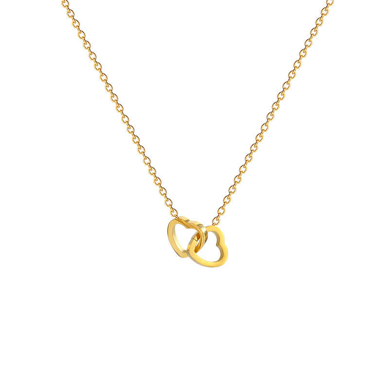Kalung Titanium Double Heart – Desain Unik Double Ring, Gaya Kekinian perhiasandirect