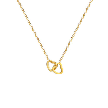 Kalung Titanium Double Heart – Desain Unik Double Ring, Gaya Kekinian perhiasandirect